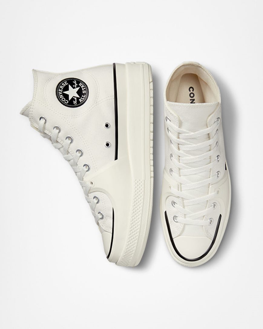 Tenisky Vysoke Converse Chuck Taylor All Star Construct Panske Biele Čierne | SK DLREQ2